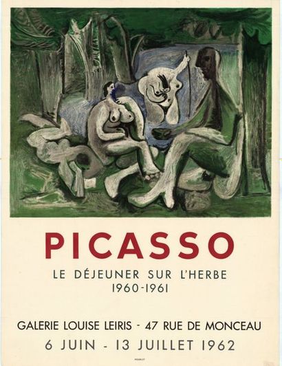 Pablo PICASSO - 1962 Le Dejeuner sur l'herbe - Galerie Louis Leiris. Affiche roulée...