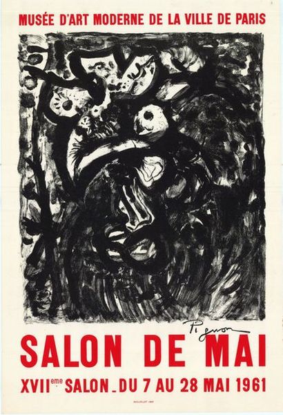 Edouard PIGNON - 1961 Salon de mai. Affiche française imprimée en lithographie, roulée...