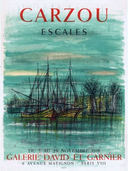 Jean CARZOU - 1958 - 2 affiches Escales - Affiche française roulée en bon état, froissures...