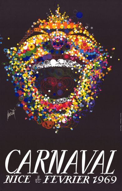 MORETTI - 1972 -1974 - 5 affiches Carnaval de Nice 1972 et 1974 - Affiches roulées...