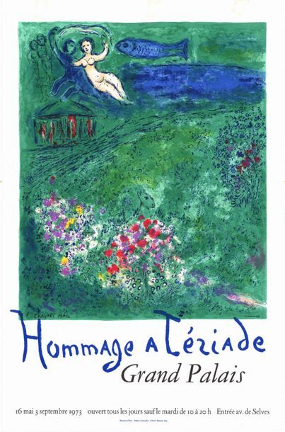 Marc CHAGALL - 1973 Hommage à Tériade - Grand Palais. Affiche roulée en très bon...