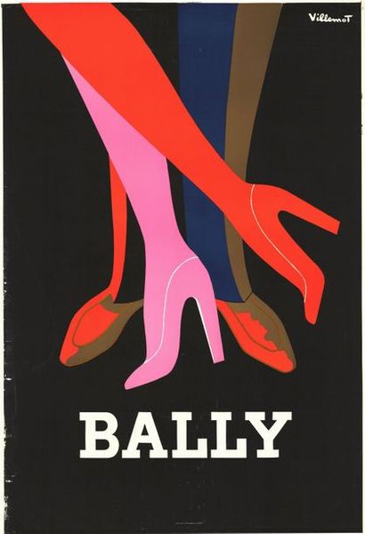 Bernard VILLEMOT - BALLY - 2 exemplaires Affiches roulées en état moyen, gratée,...