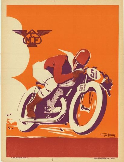 GEO HAM - MOTO CLUB DE FRANCE Affiche roulée en très bon état - Circa 1935 - imprimerie...