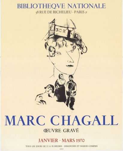 Marc CHAGALL - 1957 - 1970 - 2 affiches Bibliothéque Nationale - L'œuvre gravé. Lithographie,...