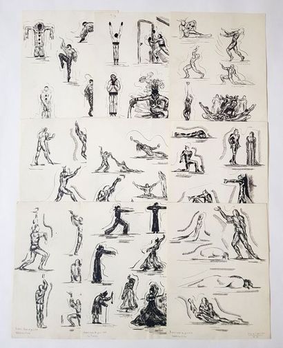 Bernard DAYDE - BALLETS RUSSES 9 pages de dessins originaux sur les Ballets Russes...