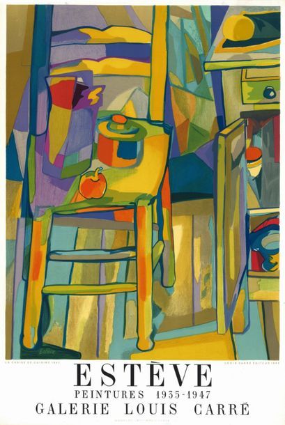 Maurice ESTEVE - 1948 Galerie Louis Carré - La chaise de cuisine - Affiche française...