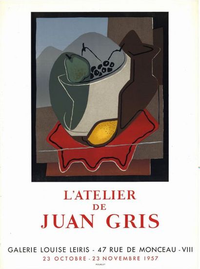 Juan GRIS - 1957 L’atelier de Juan Gris - Affiche française roulée, un coin plié...