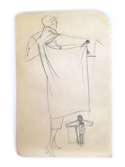 LEO TISSANDIE Lot de 17 dessins de mode de Leo Tissandié, sur calque à l'encre noire...