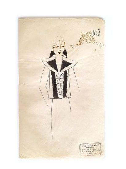 LEO TISSANDIE Lot de 18 dessins de mode de Leo Tissandié, sur calque à l'encre noire...