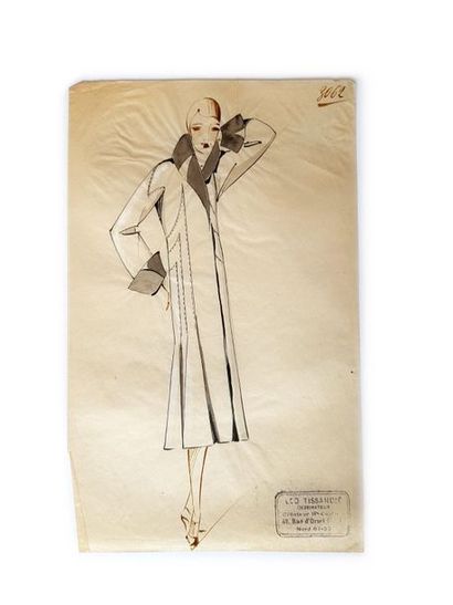 LEO TISSANDIE Lot de 19 dessins de mode de Leo Tissandié, sur calque à l'encre noire...