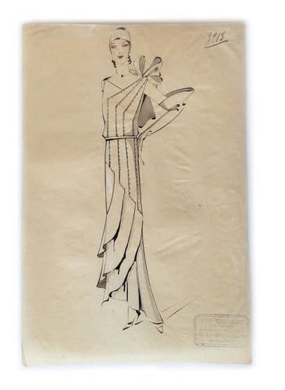 LEO TISSANDIE Lot de 18 dessins de mode de Leo Tissandié, sur calque à l'encre noire...
