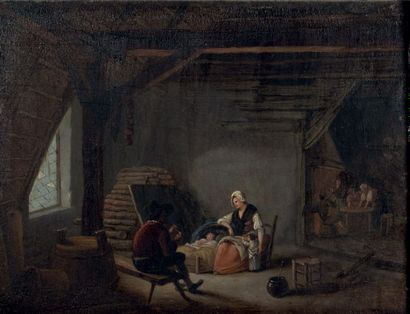Marc Antoine BILCOQ (1755-1838) Scène animée dans un intérieur
Deux huiles sur bois
Non...