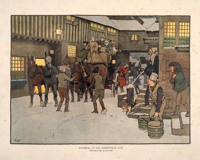 Cécil ALDIN (1870-1935) Arrêtes par la neige, un soir de Noël
Estampe, signée en...