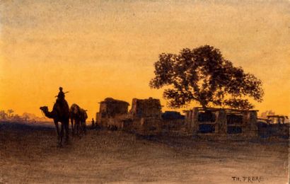 Théodore FRERE (Paris 1814 -1888) Caravane dans un paysage
Aquarelle
Signé en bas...