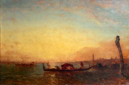 Félix ZIEM (1821-1911) Gondole au crépuscule, Venise, circa 1900
Huile sur panneau...