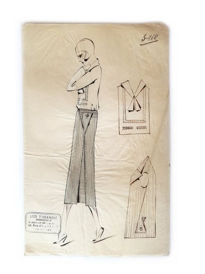 PHILIPPE & GASTON Lot de 10 dessins de mode de Leo Tissandié, sur calque à l'encre...