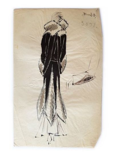 PHILIPPE & GASTON Lot de 6 dessins de mode de Leo Tissandié, sur calque à l'encre...