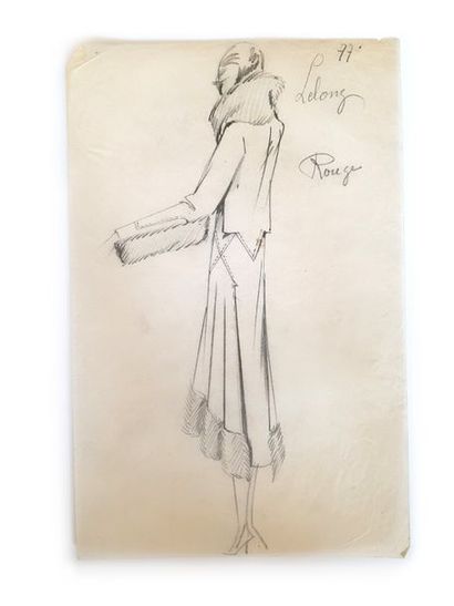 Lucien Lelong Lot de 13 dessins de mode de Leo Tissandié, sur calque à l'encre noire...