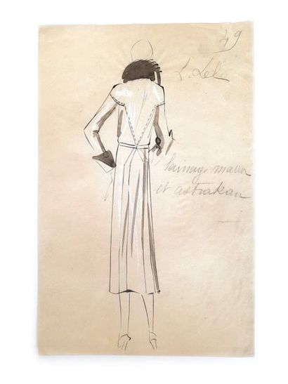 Lucien Lelong Lot de 13 dessins de mode de Leo Tissandié, sur calque à l'encre noire...