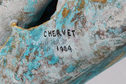ALAIN CHERVET (né en 1944) 
Importante sculpture «Barbade» formant console à plateau...