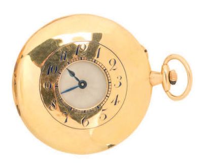 CARTIER Montre savonnette extraplate en or jaune 18K (750°/00). Cadran deux tons...