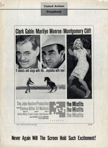 Dossier Presse - MISFITS (the) - 1961 Dossier Presse U.S., 33x48cm - Film réalisé...
