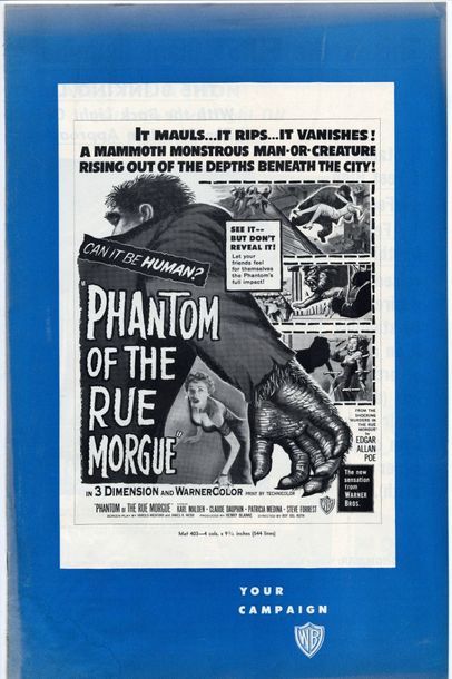 Dossier Presse - PHANTOM OF THE RUE MORGUE - 1954 18 pages, U.S., 28x42cm - Film...