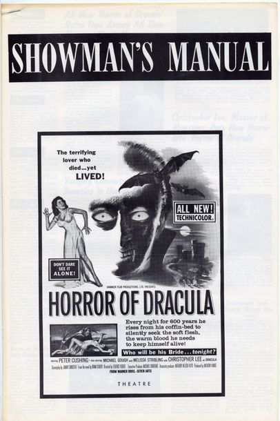 Dossier Presse - HORROR OF DRACULA - 1958 4 pages, U.S., 28x40cm - Film réalisé par...