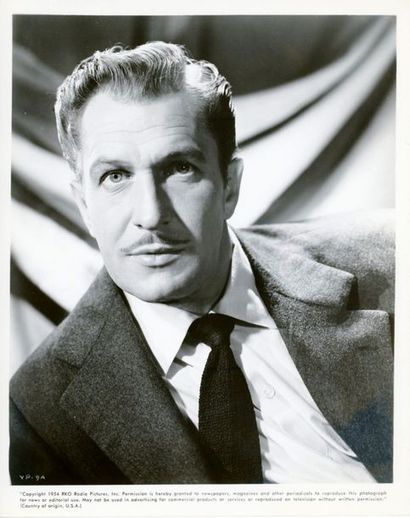 Photo originale - Vincent PRICE Parfait état. Portrait de Vincent Price, 1954, RKO,...