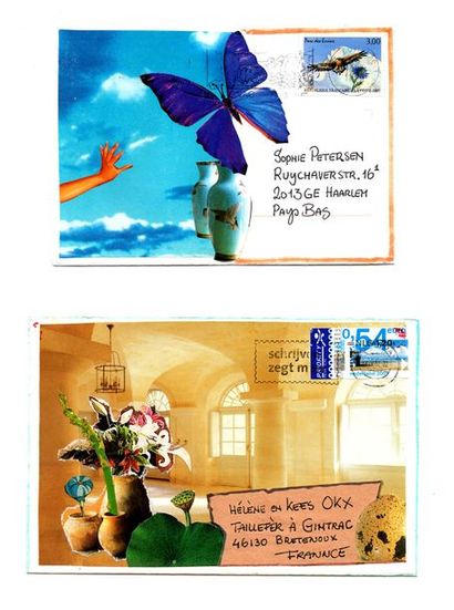 GAERTNER Coco Lys - Papillon / Enveloppe Mail-Art décorée sur les deux faces / Technique...