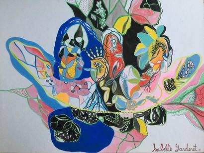 GARDERET Isabelle Mascarade / Acrylique sur papier / SBD / 50 x 65 cm