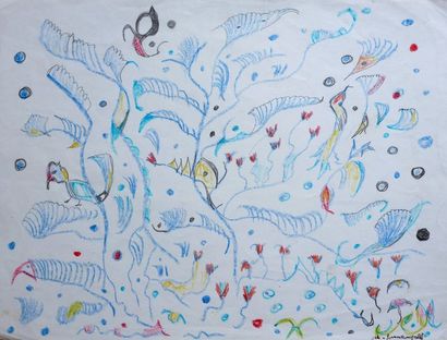 GRÜNENWALDT Martha Sans titre / Crayon de couleurs sur papier / SBD / 27 x 36 cm