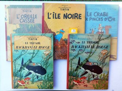 null Tintin. 5 volumes. «L'Oreille cassée» 1958, B20 / «Le Crabe aux Pinces d'or»...