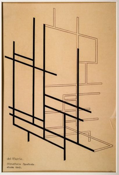 Felix del Marle (1889-1952) Structure spatiale, 1949
Encre sur papier
Signé, daté...