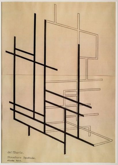 Felix del Marle (1889-1952) Structure spatiale, 1949 Encre sur papier Signé, daté...