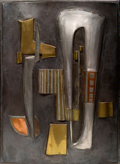 Roger DESSERPRIT (1923-1985) Composition convexe, circa 1954
Métal, cuivre, aluminium,...