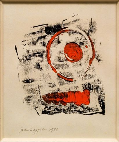 Jean LEPPIEN (1910-1991) Composition, 1951
Encre, aquarelle sur papier, monotype
Avec...