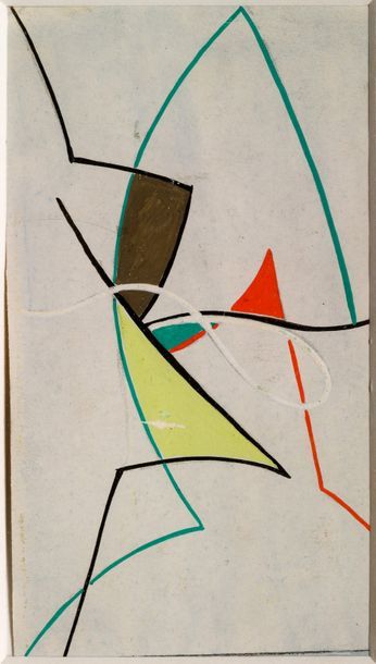 Nicolaas WARB (1906-1957) Gravitation, circa 1940
Gouache sur papier grège
Non signé
13...