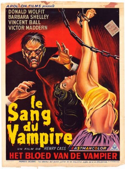 BLOOD OF THE VAMPIRE - 1958 Affiche Belge, 36x56cm - pliée en très bon état - Film...