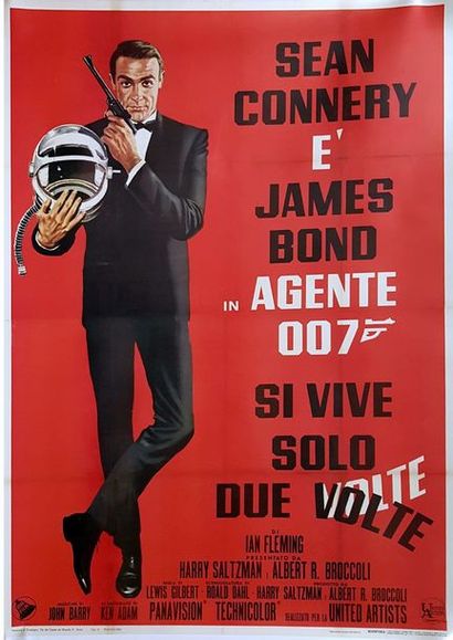 YOU ONLY LIVE TWICE - 1967 Affiche Italienne, 140x200cm - Entoilée en très bon état...