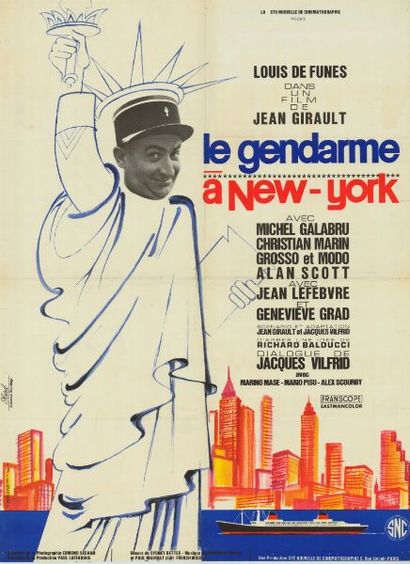 LE GENDARME A NEW YORK - 1965 Affiche Française, 60x80cm - pliée en très bon état...