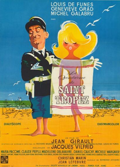 LE GENDARME DE SAINT TROPEZ - 1964 Affiche Française, 60x80cm - entoilée en très...