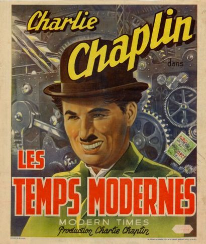 MODERN TIMES - 1936 Affiche Belge en très bon état, 30x40cm - Film réalisé par Charlie...
