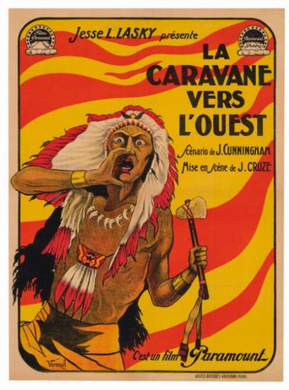 THE COVERED WAGON - 1923 Affiche Française, 60x80cm - Entoilée en très bon état -...