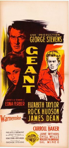 GIANT - 1955 Affiche Française, 40x80cm - pliée en très bon état - Film réalisé par...