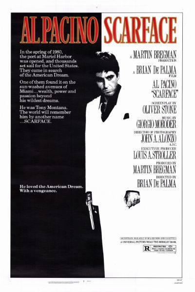SCARFACE - 1983 Affiche U.S., 70x105cm - Entoilée en très bon état - Film réalisé...