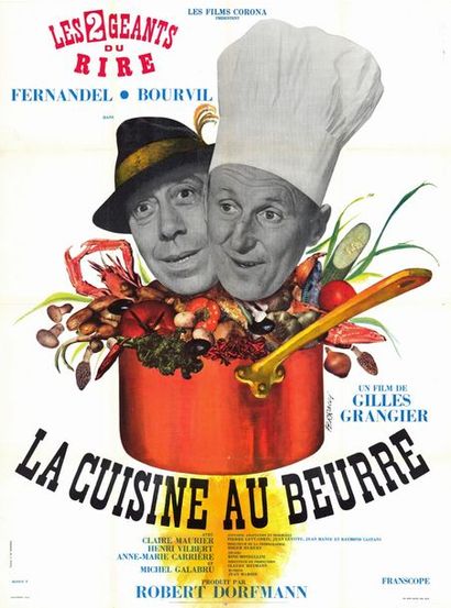 CUISINE AU BEURRE (la) - 1963 Affiche originale Française, 120x160cm - Pliée en très...