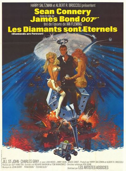 DIAMONDS ARE FOREVER - 1971 Affiche originale Française, 120x160cm - Pliée en très...
