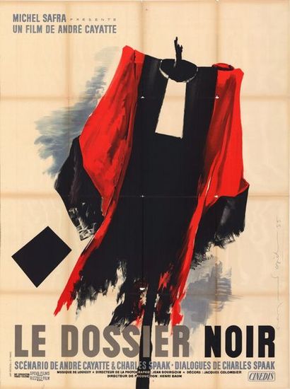 DOSSIER NOIR (le) - 1955 Affiche originale Française, 120x160cm - Pliée en assez...