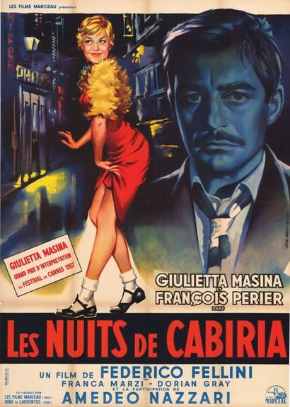 NOTTE DI CABIRIA (le) - 1957 Affiche originale Française, 120x160cm - Pliée en bon...